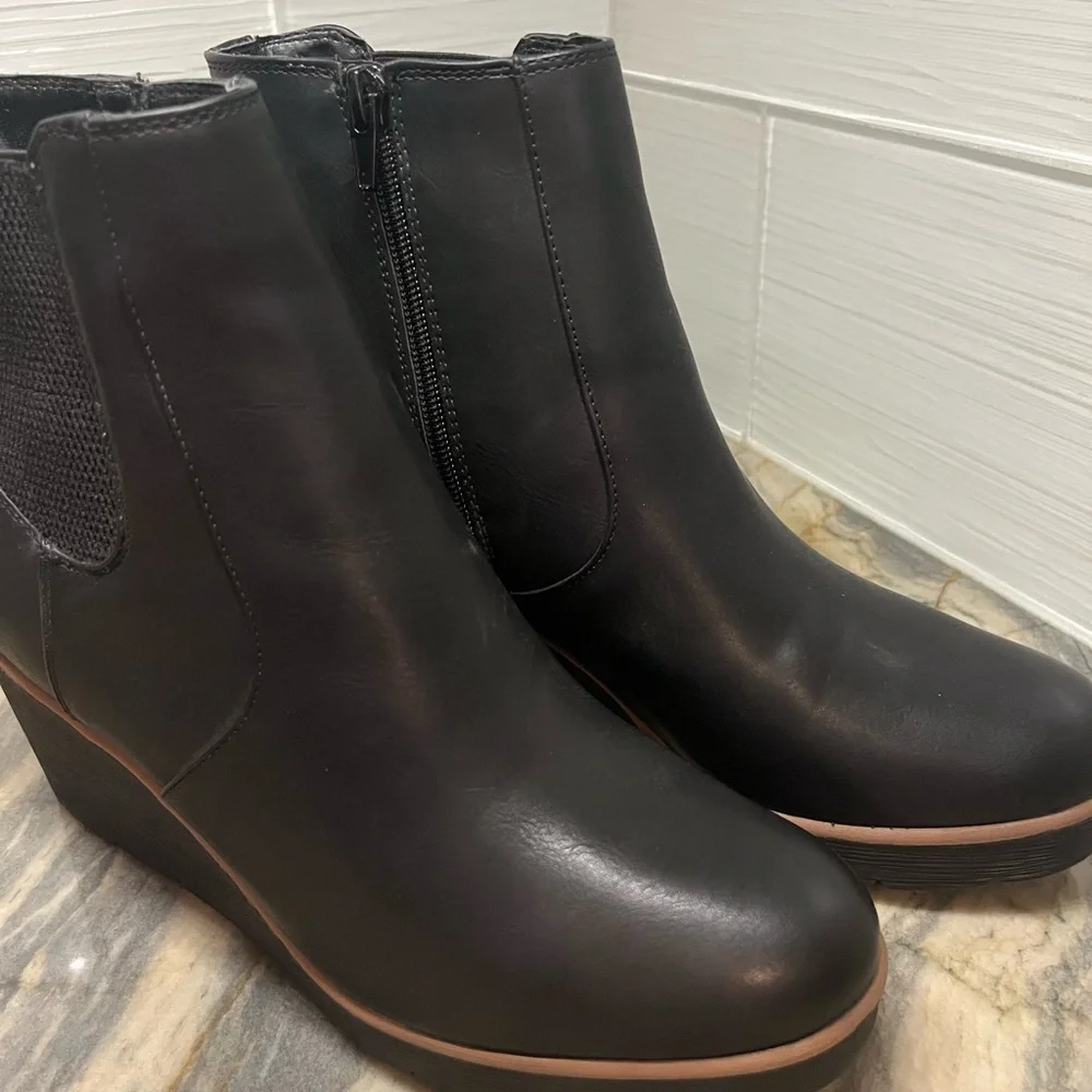 Naturalizer Soul Women's Apollo Wedge Ankle Bootie black 8.5 NWOB